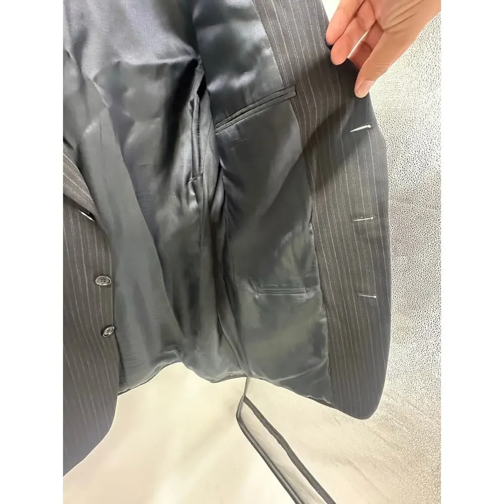 Ermenegildo Zegna‎ Soft Mens 42R Black Pinstripe Wool Blazer Sport Coat 3-Button